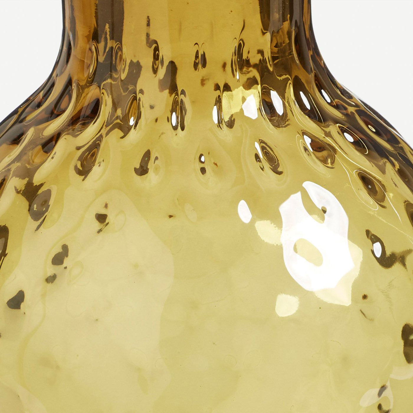 Bembel Vase Sargasso - Handblown Glass with unique silhouette, signed by artist Michael Ruh, showcasing brown green hue. Optical quality recycled glass, inspired by London history.