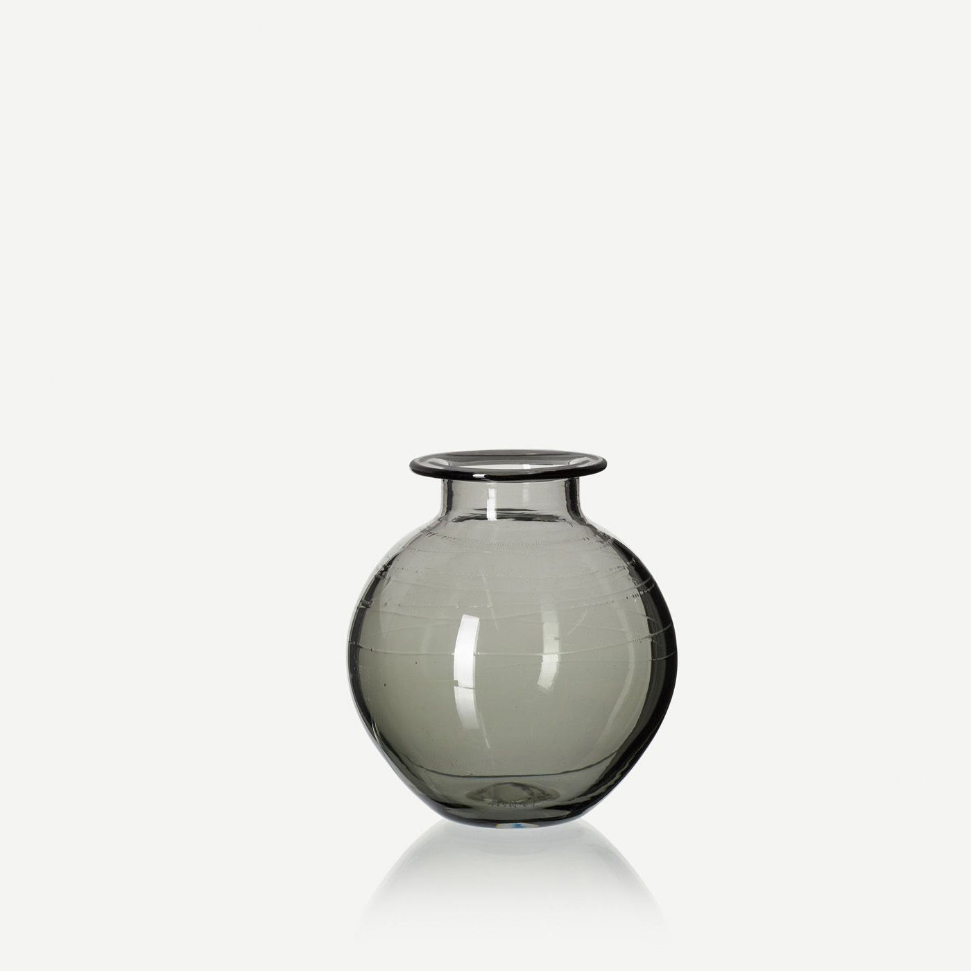 Grey round glass flower vase