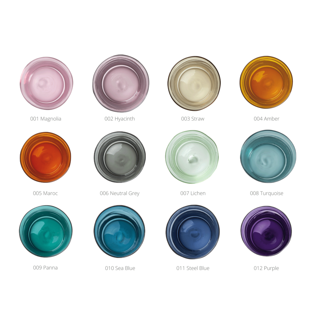 Glass bowl colored swatches