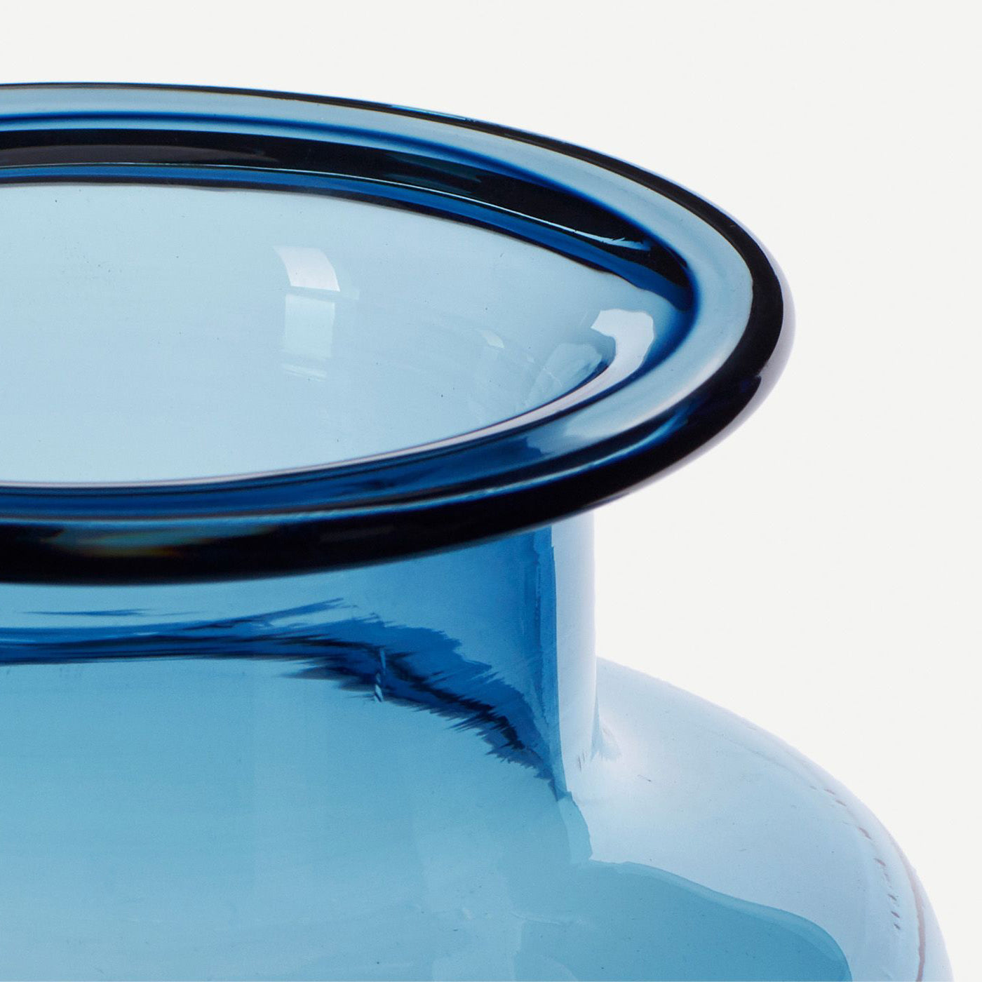 Blue apothecary sea blue glass vase  rim