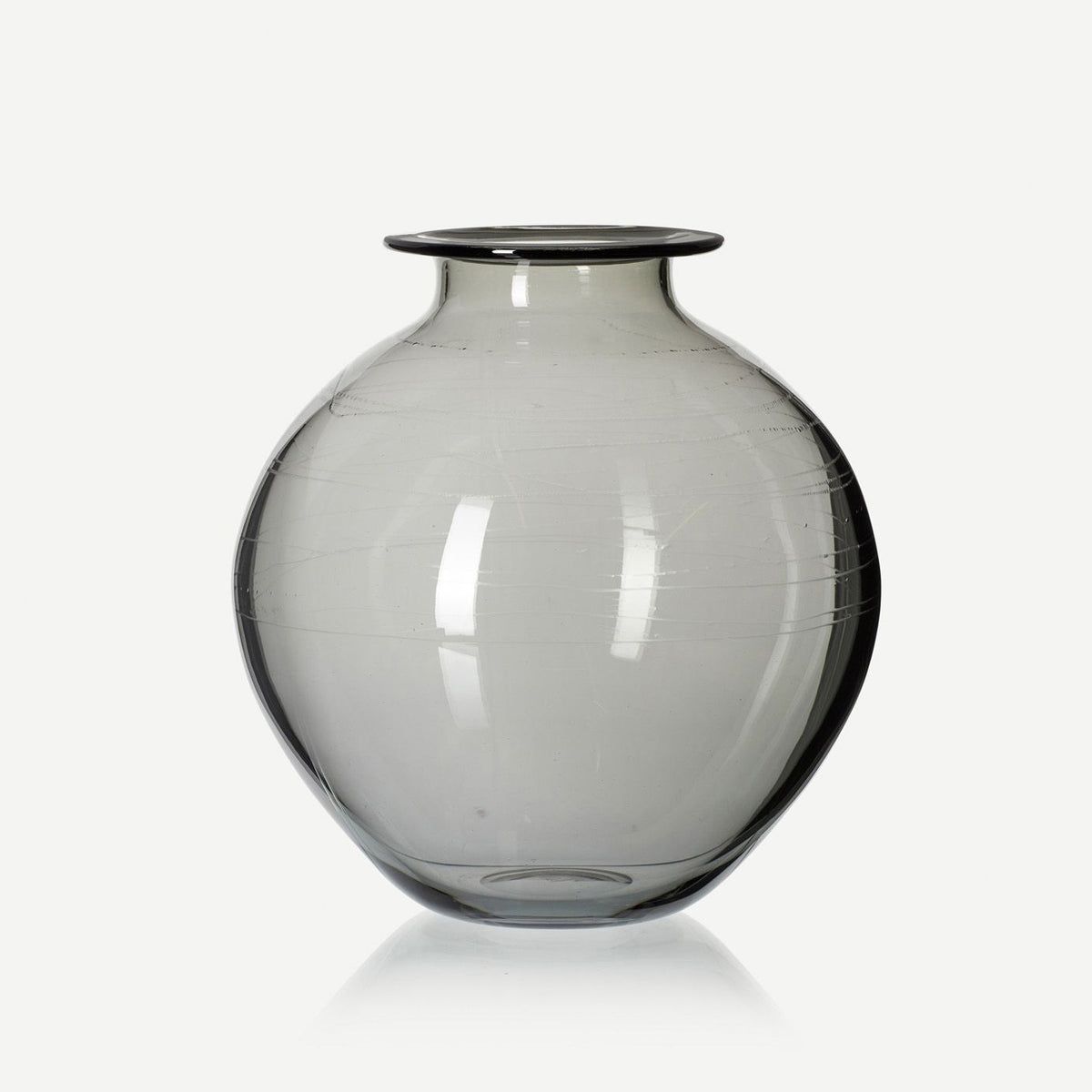 Grey round glass flower vase