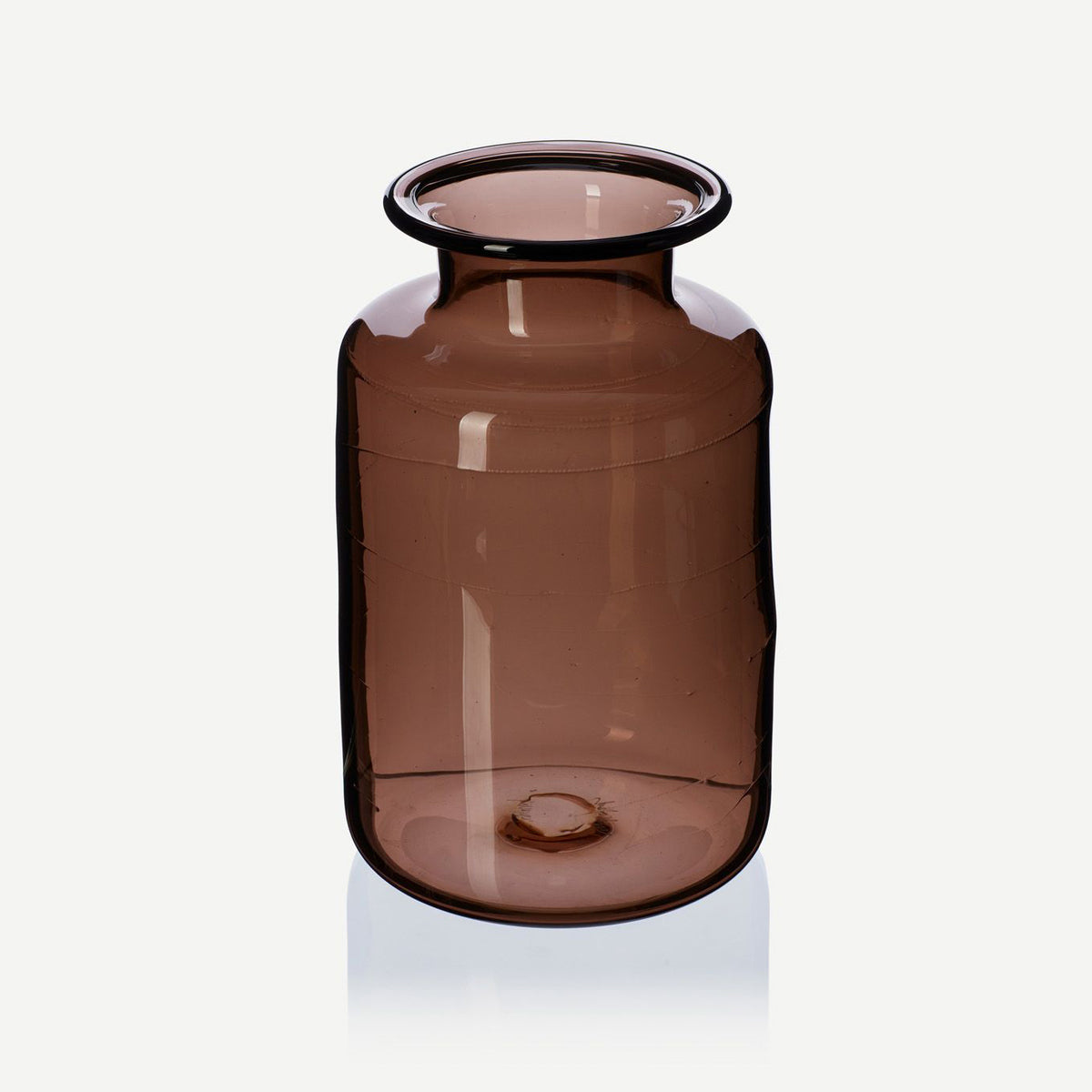 Tall brown apothecary glass flower jar
