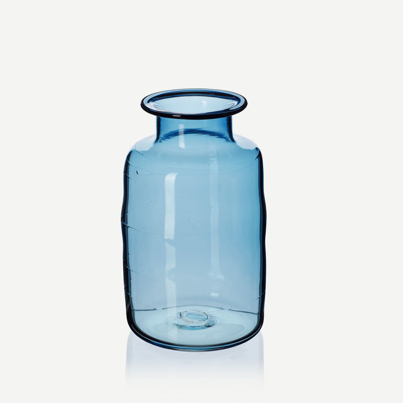 large apothecary sea blue glass vase 