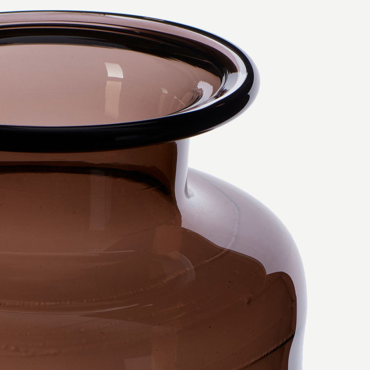 brown  glass apothecary  flower jar close up