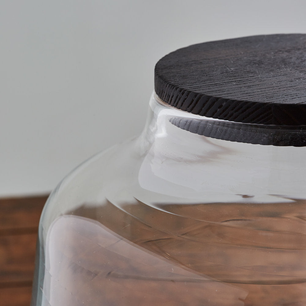 recycled clear glass storage jar