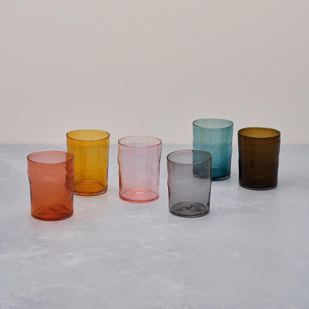 set of 6 coloured tumblers for water and cordials