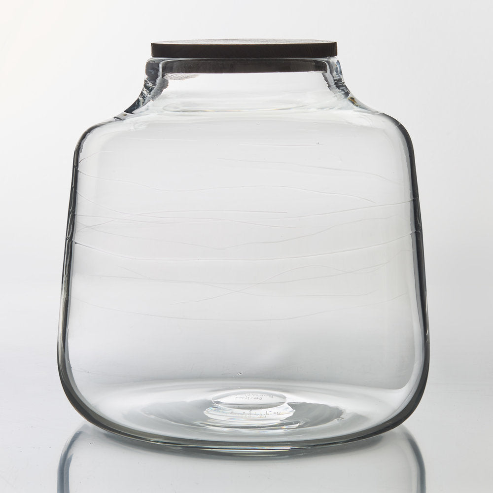 recycled clear glass storage jar