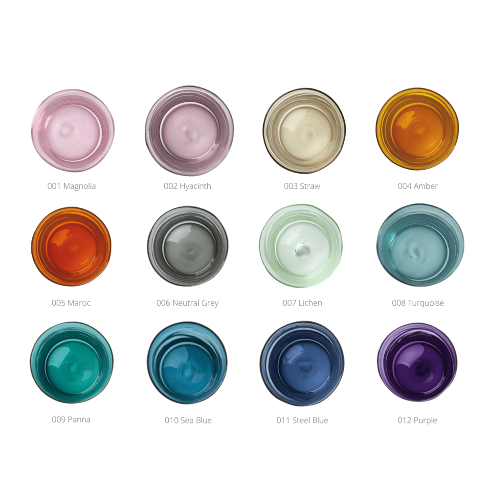 coloured glassware swatches